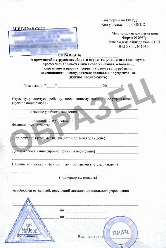 образец справки формы 095 у